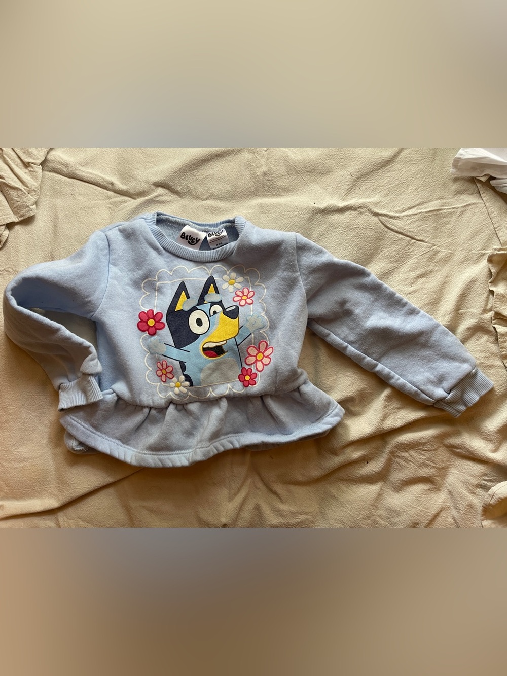Bluey 2T/3T Light Blue Girls' Peplum Sweatshirt